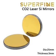 Espejo reflectante de silicona Si chapado en oro de alta calidad, diámetro de 25mm de grosor, 3mm para máquina cortadora de grabado láser CO2