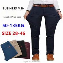 Spodnie męskie biznesowe proste spodnie bawełniane Stretch Man elastyczne Slim Fit Casual duże Plus rozmiar 42 44 46 czarne Khaki czerwone niebieskie spodnie