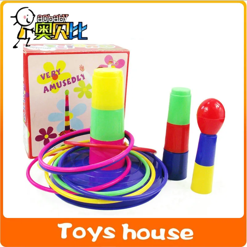 Parent child fold tower Throwing colorful ring circle game baby