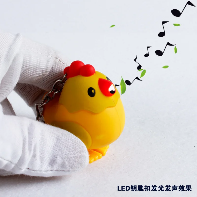 

Cute LED Keychain with Sound Light Flashlight The hen Chicken Key rings cartoon Car Key Ring Gift,Children gift toys,bag pendant