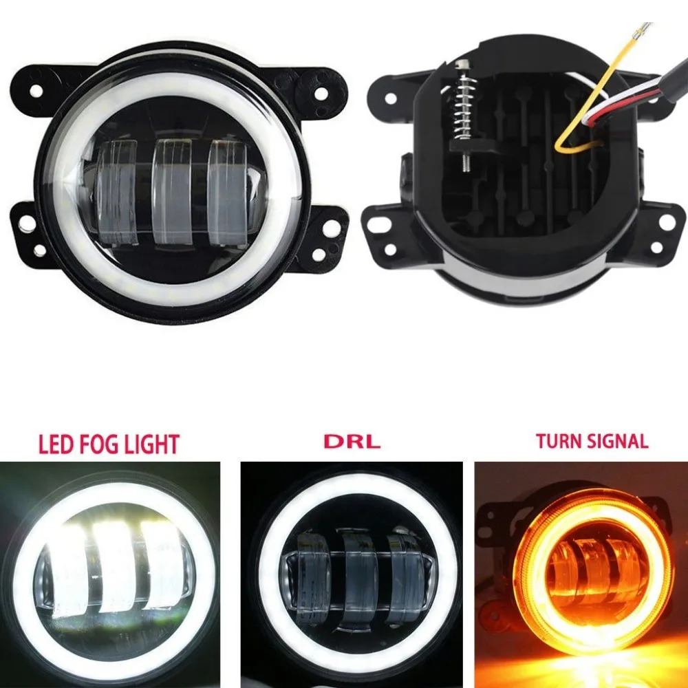 4 inch car fog light DRL Turn signal For Jeep Wrangler JK TJ LJ Led Fog