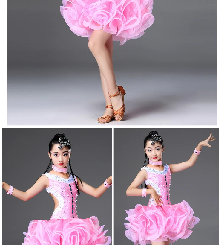 Новое платье для сальсы, латинских танцев для девочек, детские Бальные платья для латинских танцев, костюмы для латинских танцев для девочек