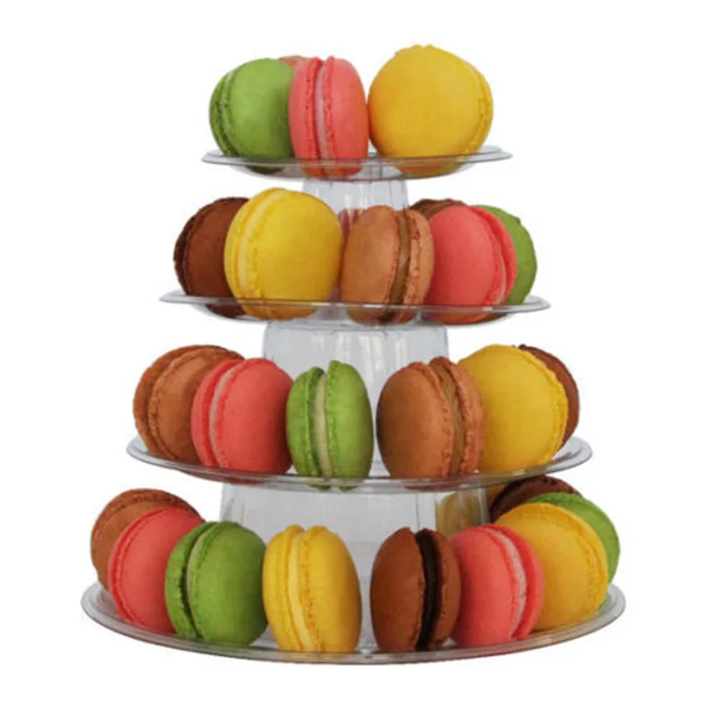 

4 Tier Round Macaron Tower - Macaron Stand - Macaroon Tower w/ Acrylic Base
