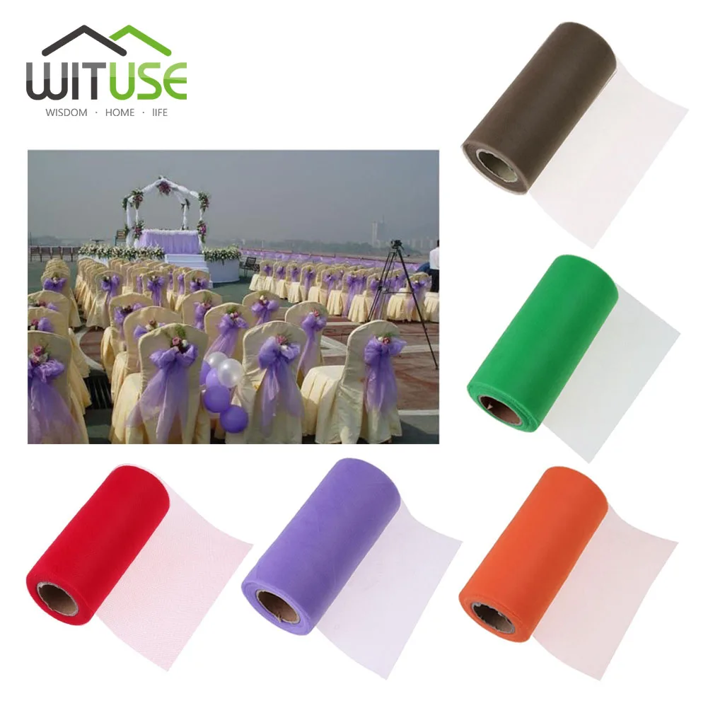 

Colorful 25 Yards Tissue Tulle Roll Wedding Decor Sheer Spool Manual Craft Tutu Skirt Table Runner Party Supplies Gauze