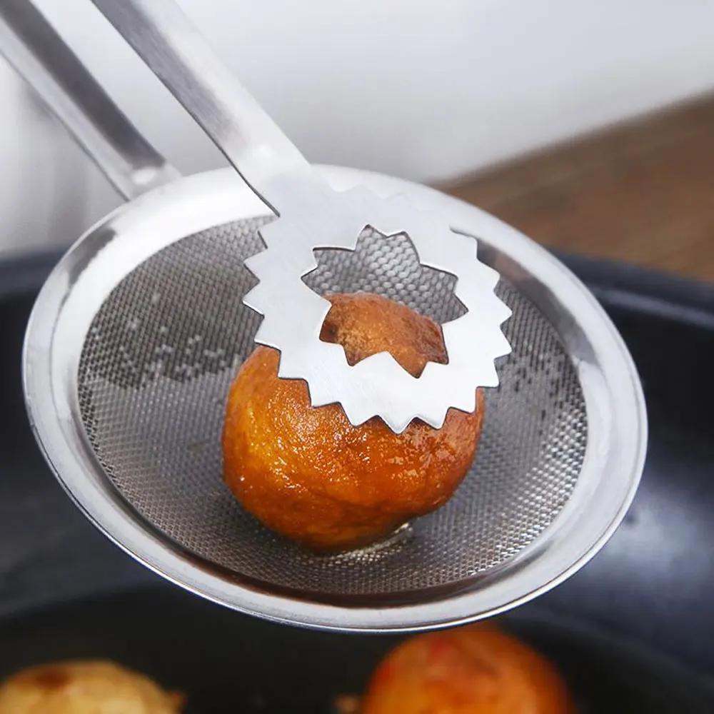 

Cooking Serving Food Clip Tong Stainless Steel Drain Oil Fried Food Strainer BBQ Salad Buffet Tool Kitchen Frying Mesh Colander