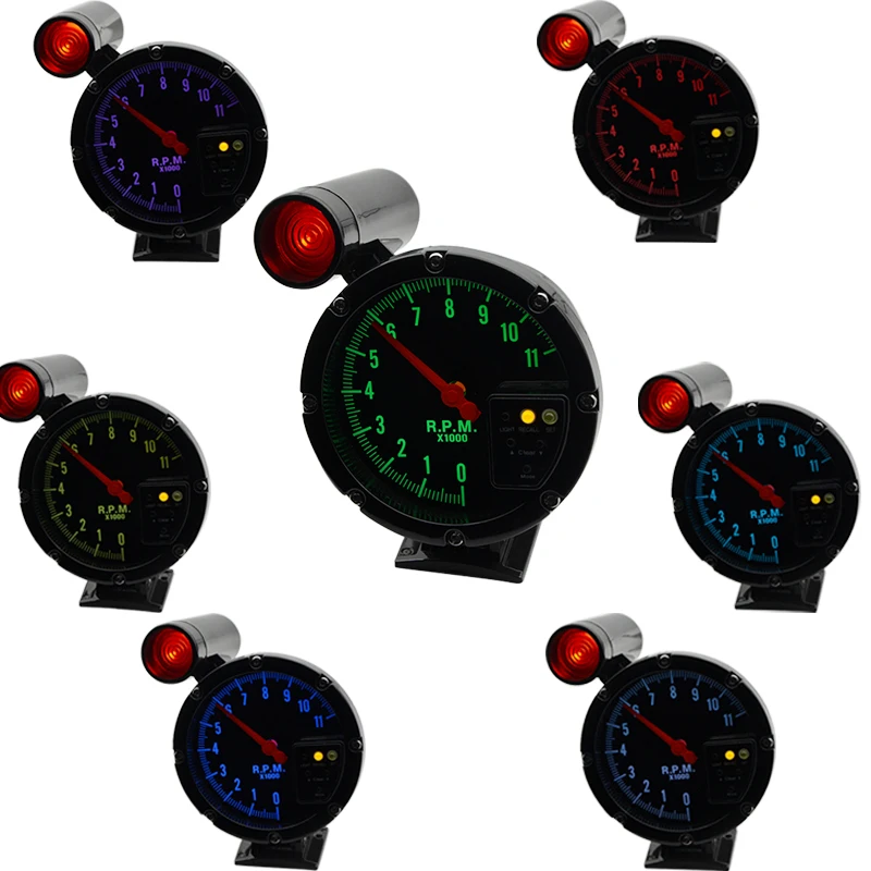 5 Inch Auto Car Tachometer RPM Gauge Warning light background 7 color