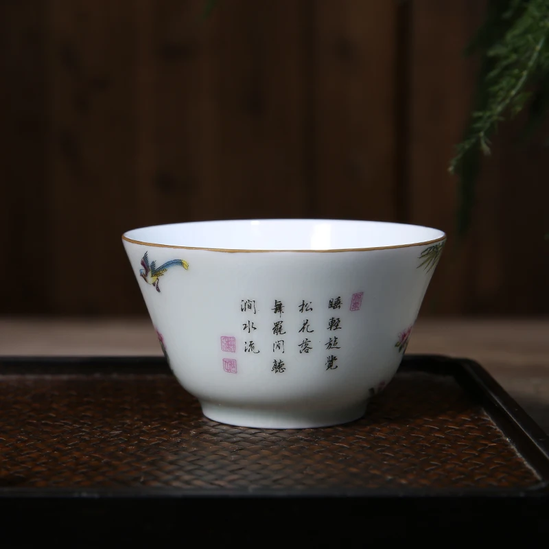 75 мл Jingdezhen Boutique керамическая семейная Роза фарфоровые цветы и птицы чайная чашка