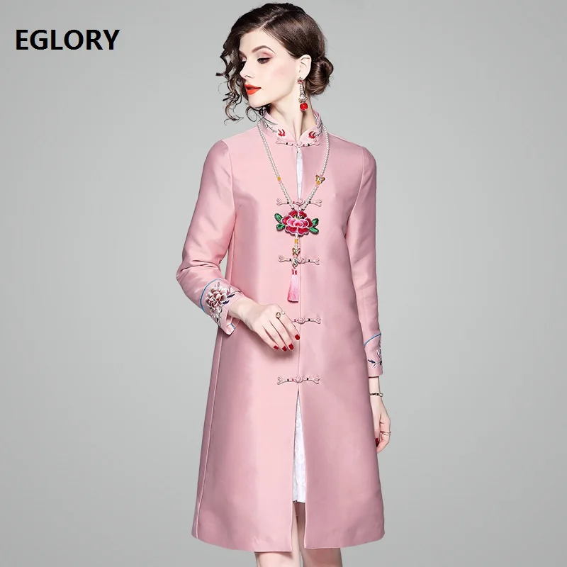 Solo Floral Trench Bordado Rosa Mujer Mujeres Nuevo 2018 Vintage 1qr1w6F