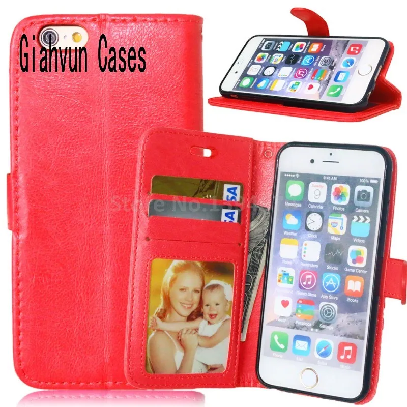 

For apple iPhone 6 4.7" 4.7 inch For 6S capa para back cover phone case Leather Stand Photo folder Wallet back shell Cover Case