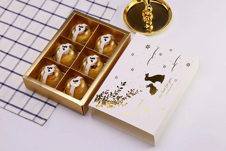 Золотые кролики конфеты, Печенье Подарочная коробка Mooncake Nougat шоколад десертная коробка Свадебные сувениры портативные декоративные коробки