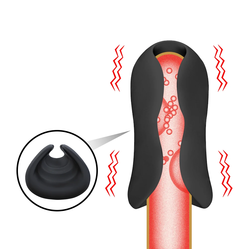 Afra Smart Warming Aircraft Cup 10 Frequency Vibration Male Masturbation Silicone Massage Exercise 182015-Black [carton]