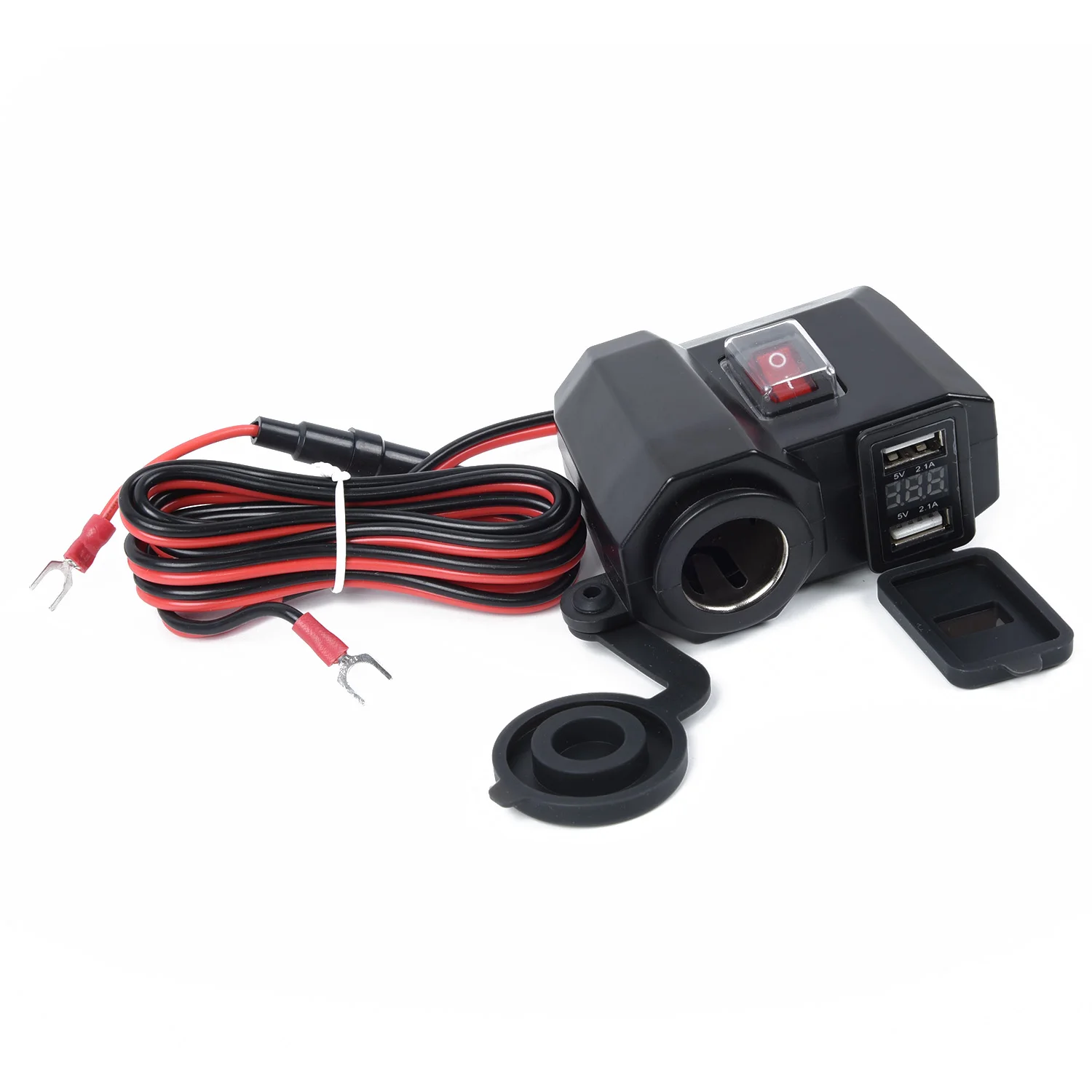 DC12V-24V мотоцикл Прикуриватель разъем двойной USB зарядное устройство светодиодный вольтметр