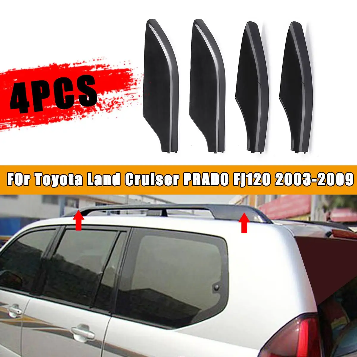4Pcs/set Roof Rack Cover Roof Bar End Shell Black Color For Toyota Land