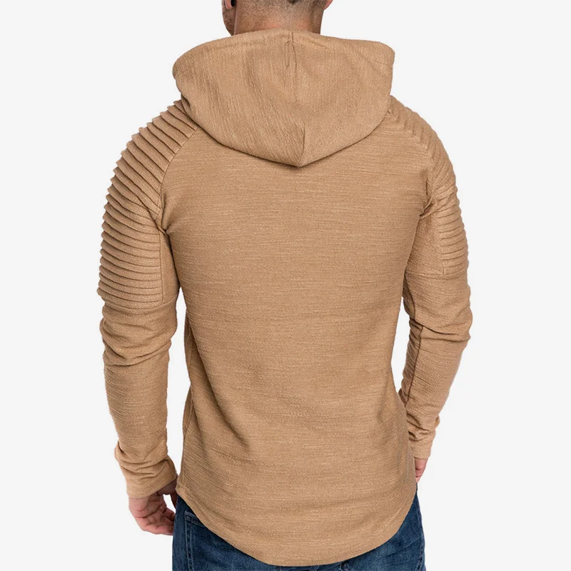 solid pleated hoodie