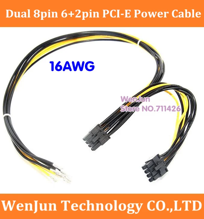 Free Shipping Dual PCIe PCI-E 8pin 6+2pin Graphics Video Card Power Cable 16AWG for Bitcoin Litecoin RIG Miner 8pin+8pin cable | Компьютеры