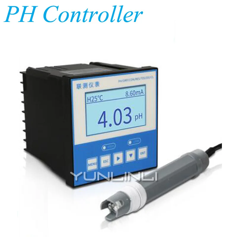 Online Industrial PH Controller Monitor Digital 0.02pH 1mV Upper Lower Limit Control Alarm PH