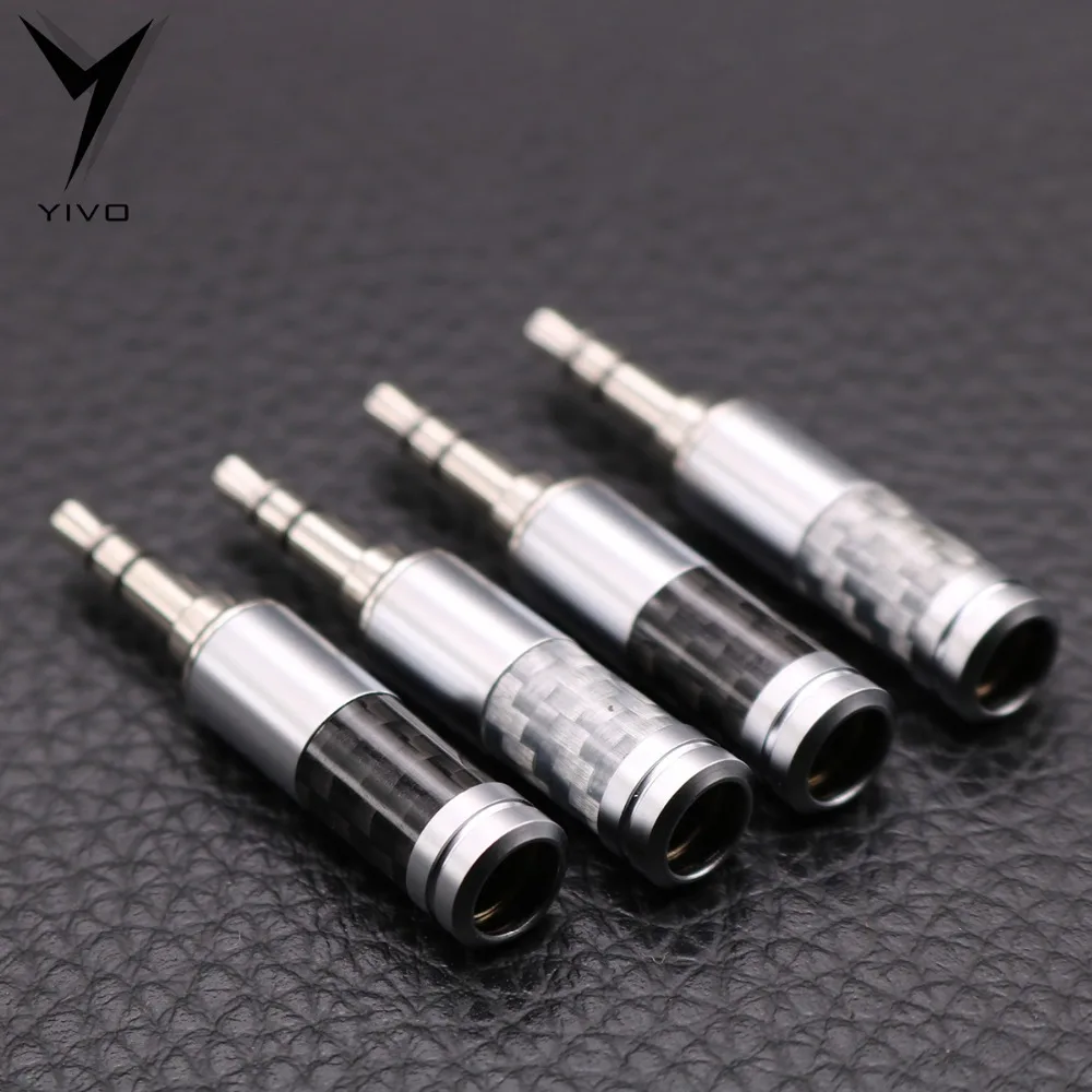 10pcs HiFi DIY Hi end White Black Carbon Fiber 3 5 1 8 headphone earphone 3 5mm audio mini jack stereo Plug for 6mm max cable