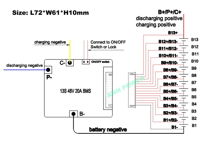 Us 18 0 48v E Bike Lithium Battery Bms 13s 48v 20a Bms Charging Voltage 54 6v With Balance Function And On Off Switch Bms Pcm A Battery Bms