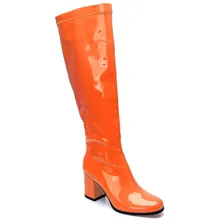 

Glitter Women Patent Leather Go Go Boots Knee High Chunky Heel Winter Short Plush Shoes Med Heel Shiny Green Rain Boots Women