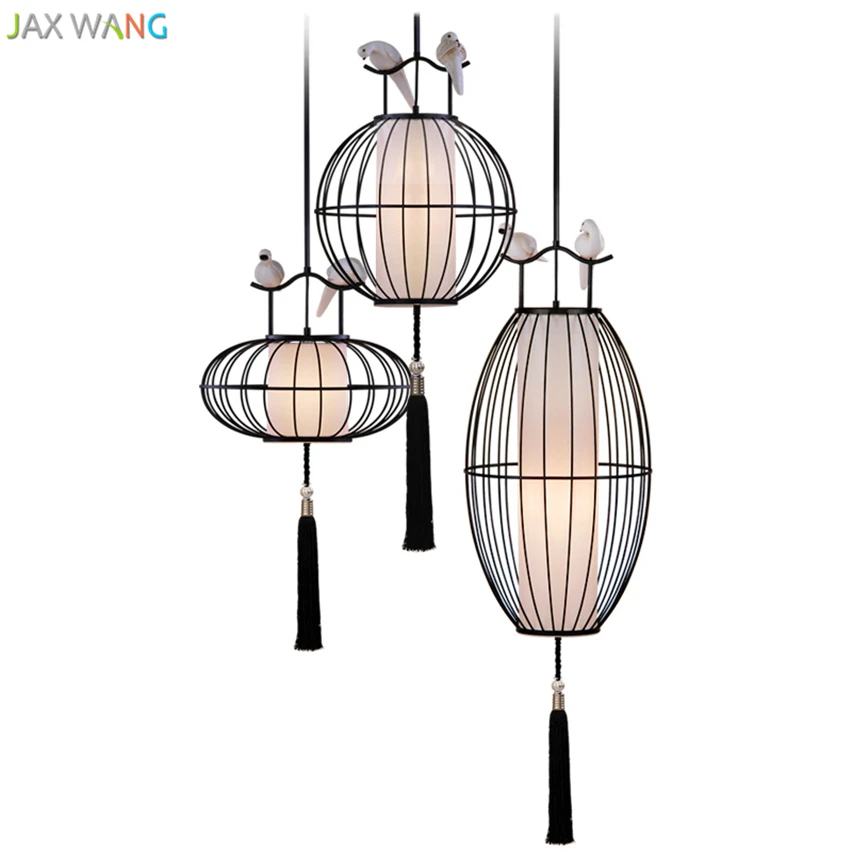 Chinese Style Creative Bird Cage Pendant Lights Iron Hanging Lamp Lantern Lamps for Living Room Restaurant Cafe Indoor Lighting | Лампы и