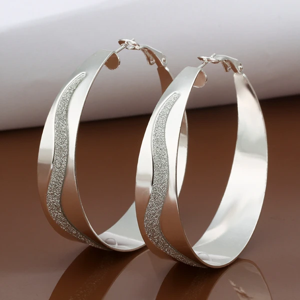 2017 Fashion New Wide 925 Silver Alloy Women Large Hoop Earrings 2017 Fashion New Wide 925 Silver Alloy Women Large Hoop Earrings For Y S