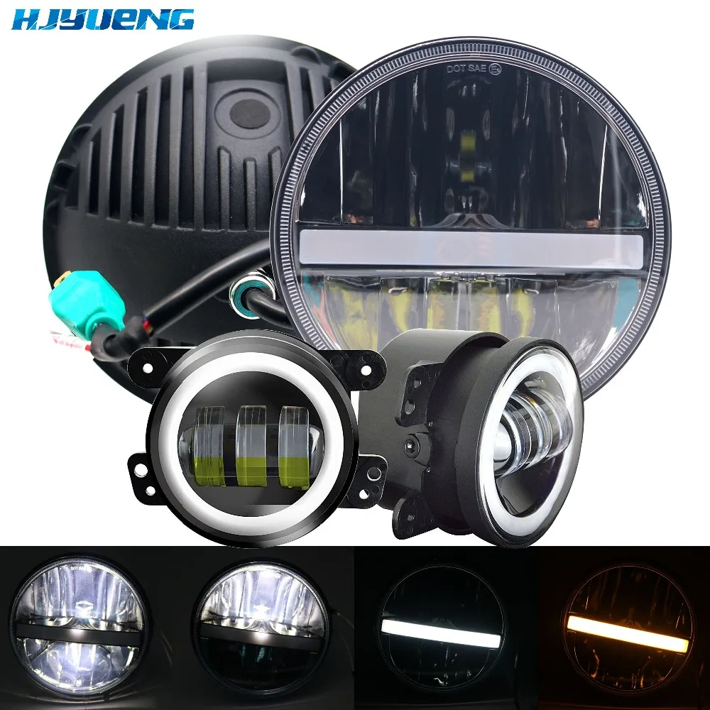 36w for Jeep Wrangler LJ JK TJ New 7" LED Headlight with White DRL