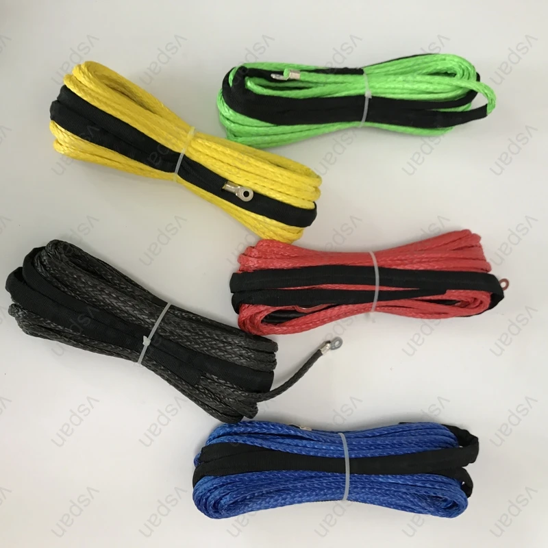 الملونة الاصطناعية ونش حبل خط كابل مع هوك 4.8 ملليمتر * 15 متر 5500lbs سحب حبل ل 4x4 atv utv 4wd الطرق الوعرة أدوات اكسسوارات