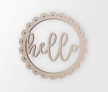 

Wooden Sign "Hello" - Cutout, Home Decor