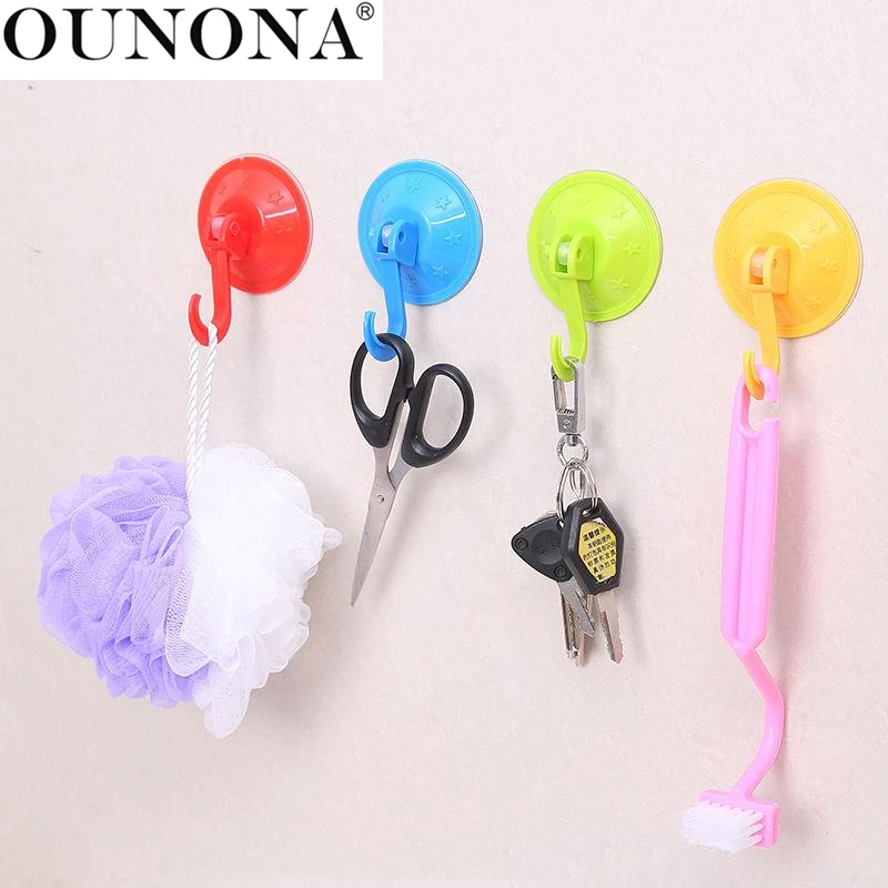 OUNONA Removable Bathroom Kitchen Suction Cup Hooks Strong Wall Sucker