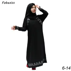 2019 Новый Хиджаб Малайзии мусульманское платье для девочек Дубай Jilbabs Abayas Саудовская Аравия девушки Исламская Костюмы хлопок Платье