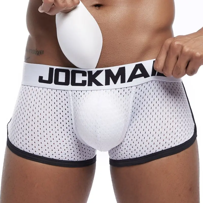 JOCKMAIL, дышащая сетка, увеличивающая рост, мягкие бедра, сексуальные боксеры, мужское нижнее белье, съемные, увеличивающие, для мужчин, t, две накладки на ягодицы и гей, накладка на пенис