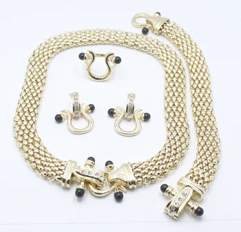 

GrayBirds New Brand Chain And Crystal With Pearl Luxury Necklace Bracelet Earring Ring Set Women Fashion Party Jewelry GBS001X