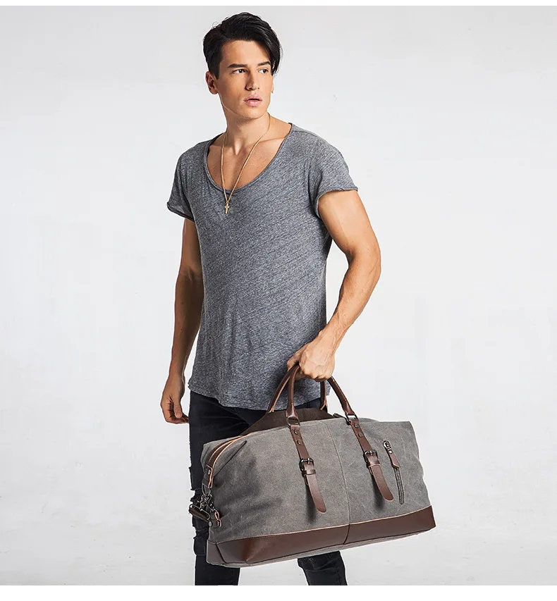 Винтажная большая прочная парусиновая мужская дорожная сумка новый стиль модная уличная сумка большой емкости на молнии дорожная сумка
