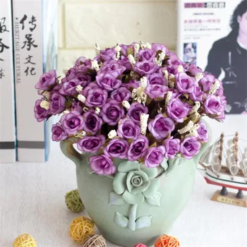 

Fake Autumn Rose Bunch (5 stems/piece ) Simulation Roses with Foam Fruit for Wedding Home Decorative Artificial Flowers