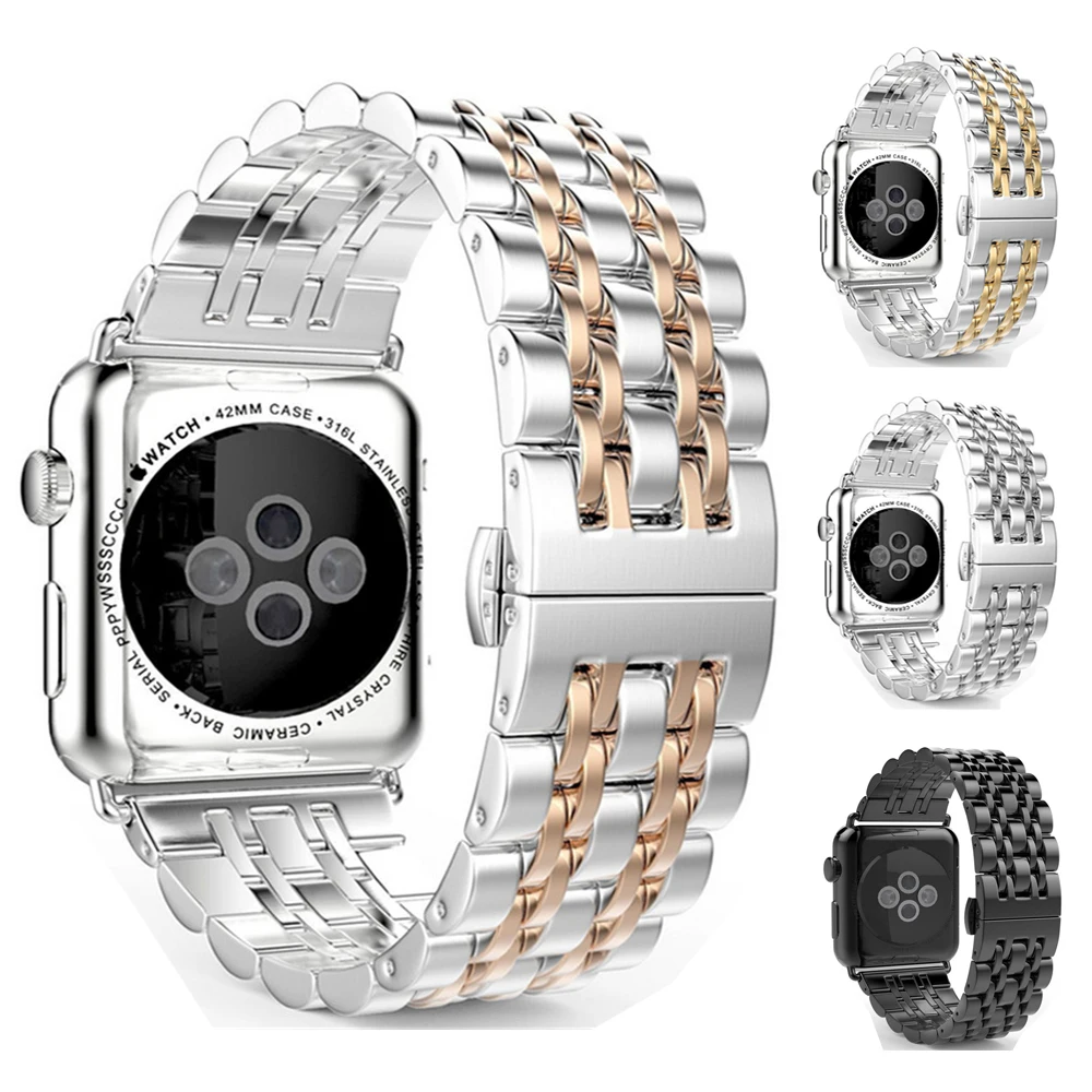 

Stainless Steel Strap for Apple Watch Bands 42mm 40mm Bracelet Band For Apple Watch 4 Band 44mm 42mm 38mm Gold Series 3 2