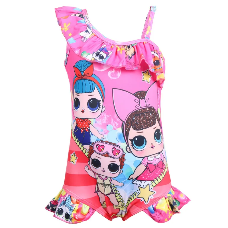 

2019 new LOL children's swimsuit girl cartoon strapless cute princess one-piece swimsuit