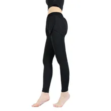 Женские брюки для фитнеса, верховой езды, с карманами на молнии, с фальшивыми двумя штанами для фитнеса, с карманами на молнии, тонкие быстросохнущие штаны