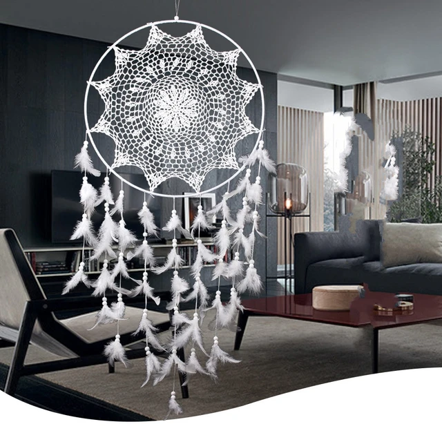 Large White Handmade Dream Catcher With Feathers Wall Hanging Large White Handmade Dream Catcher With Feathers Wall Hanging Decoration Home Garden Living Room Ornament Dreamcatcher