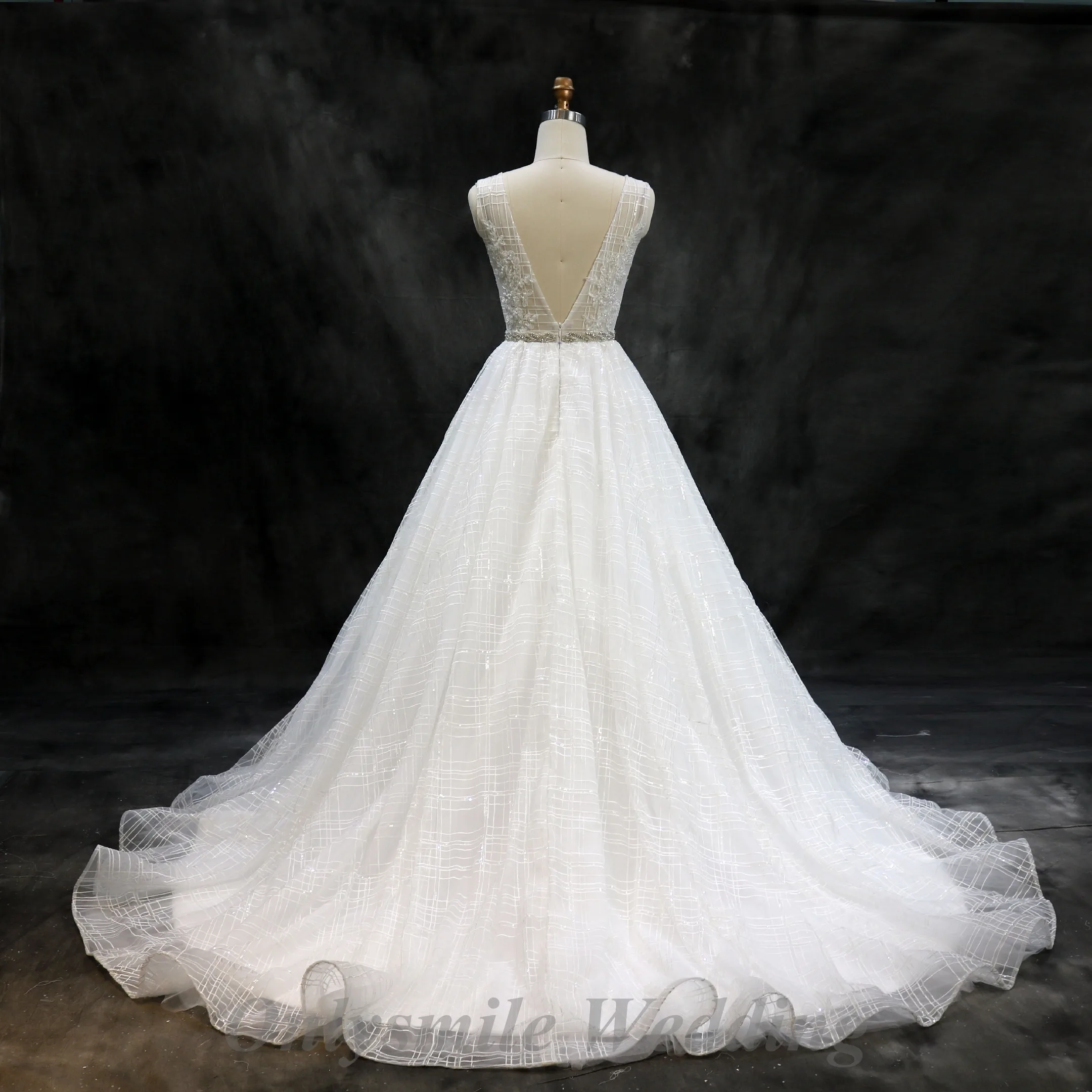 Onlysmile vestido de noiva блестящее сексуальное прозрачное роскошное кружевное свадебное