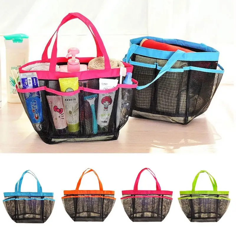 

2019 Women Summer Mesh Travel Storage Bag Portable Large Capacity Beach Tote Handbag Toiletry Organizer Eco Shopping Bag