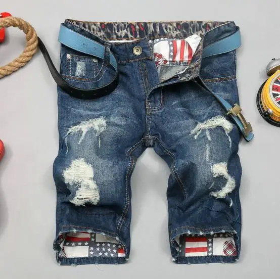 Hot Eden Explodes New Fashion Mens Ripped Short Jeans Brand Clothing Bermuda Summer 98% Cotton Shorts Breathable Denim Shorts