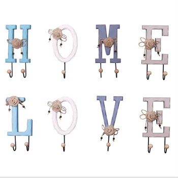 

Iron Wall Hook Hanger with Wooden Letter for Clothes Key Bag Coat Towel HOME