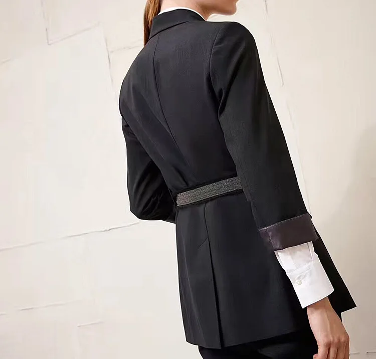 Модная марка Двойной Брестед blazera пальто женские длинные рукава Повседневный стиль темно-серый Куртки верхняя одежда 2018 Новинка осени gx1358