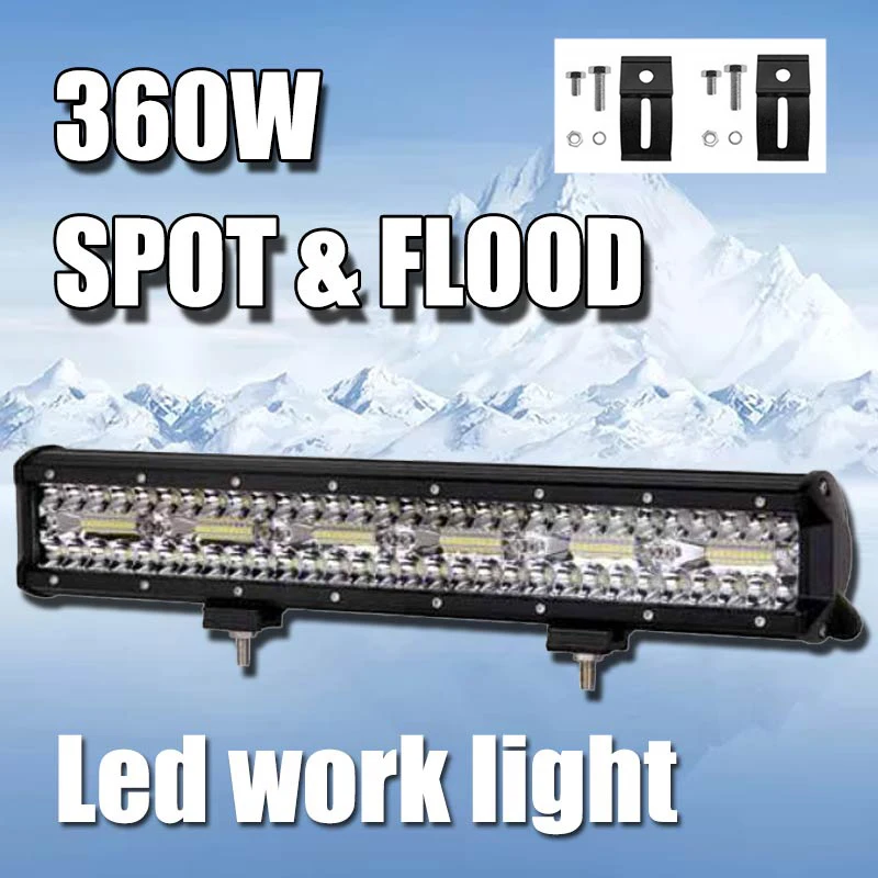 

JSLMin Offroad LED Light Bar 12V 24V Combo Beams 360W 18Inch Led 4x4 Car Work Light Bar for Trucks ATV Tractor Auto Headlights