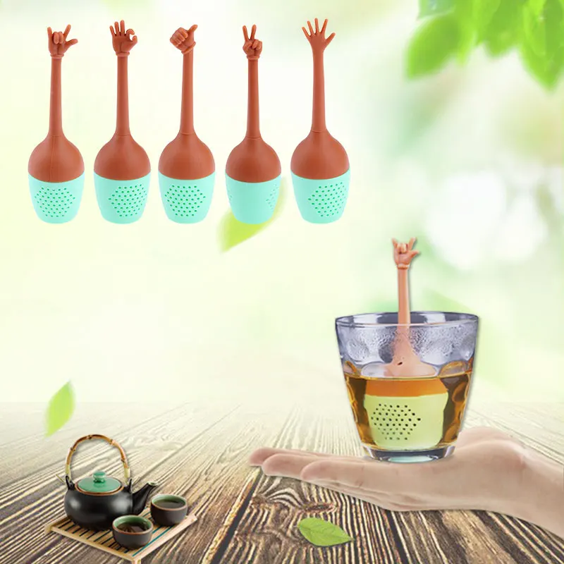 

Hand Gestures Tea Filter FDA Grade Silicone Loose Leaf Herbal Spice Holder Tea Brewing Tools Tea Infuser Coffee Tea Accessories