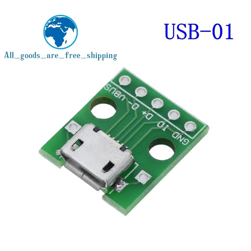 10 шт. USB разъем/MINI MICRO USB для DIP адаптер 2,54 мм 5pin Женский Разъем b Тип USB2.0 Женский PCB конвертер USB-01 - Цвет: USB-01