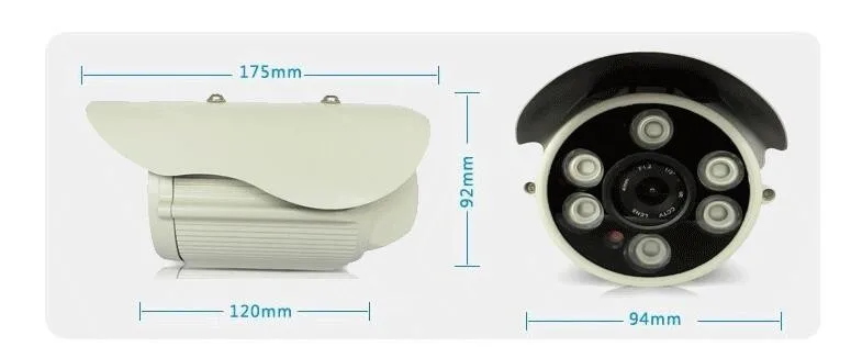 Водонепроницаемый пуля ИК Камера чехол и кронштейн Размеры 90 мм Алюминий сплав IP66 Открытый Камера корпус Корпус для 6x массив ИК светодиодные табло