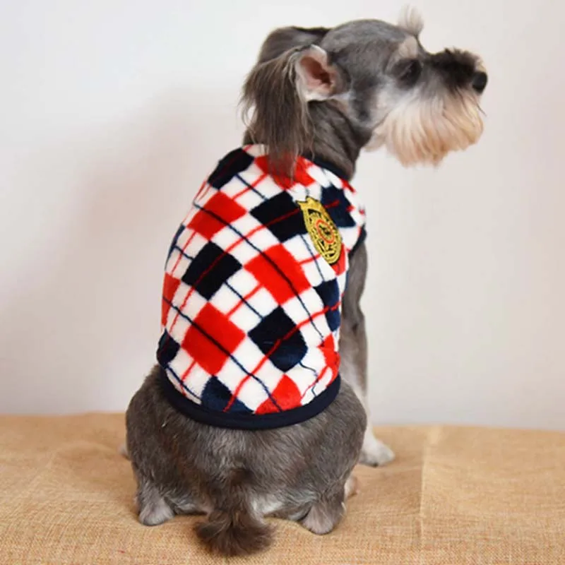 SYDZSW Pet Clothing Dog Puppy Coat Fashion Rhombus Plaid Printed Small Dog Vest Costume Soft Flannel Cat Apparel Lots In Stock4