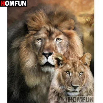 

HOMFUN Full Square/Round Drill 5D DIY Diamond Painting "Animal lion"3D Diamond Embroidery Cross Stitch Home Decor A20326