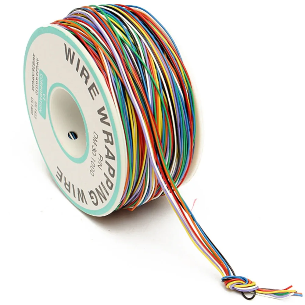 Гибкая изоляция Обёрточная бумага провод 250 м 8-провод Цветной изолированный P/N B-30-1000 30AWG провода оберточный кабель барабан с намоткой#278049